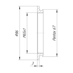 M65x1-Innengewinde auf Pentax 67-Kamera-Mount-Adapter, 3-mm-Flansch (RafCamera)