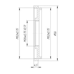 M52x0.75 male to M26x0.7 female thread adapter for Mitutoyo, Nikon