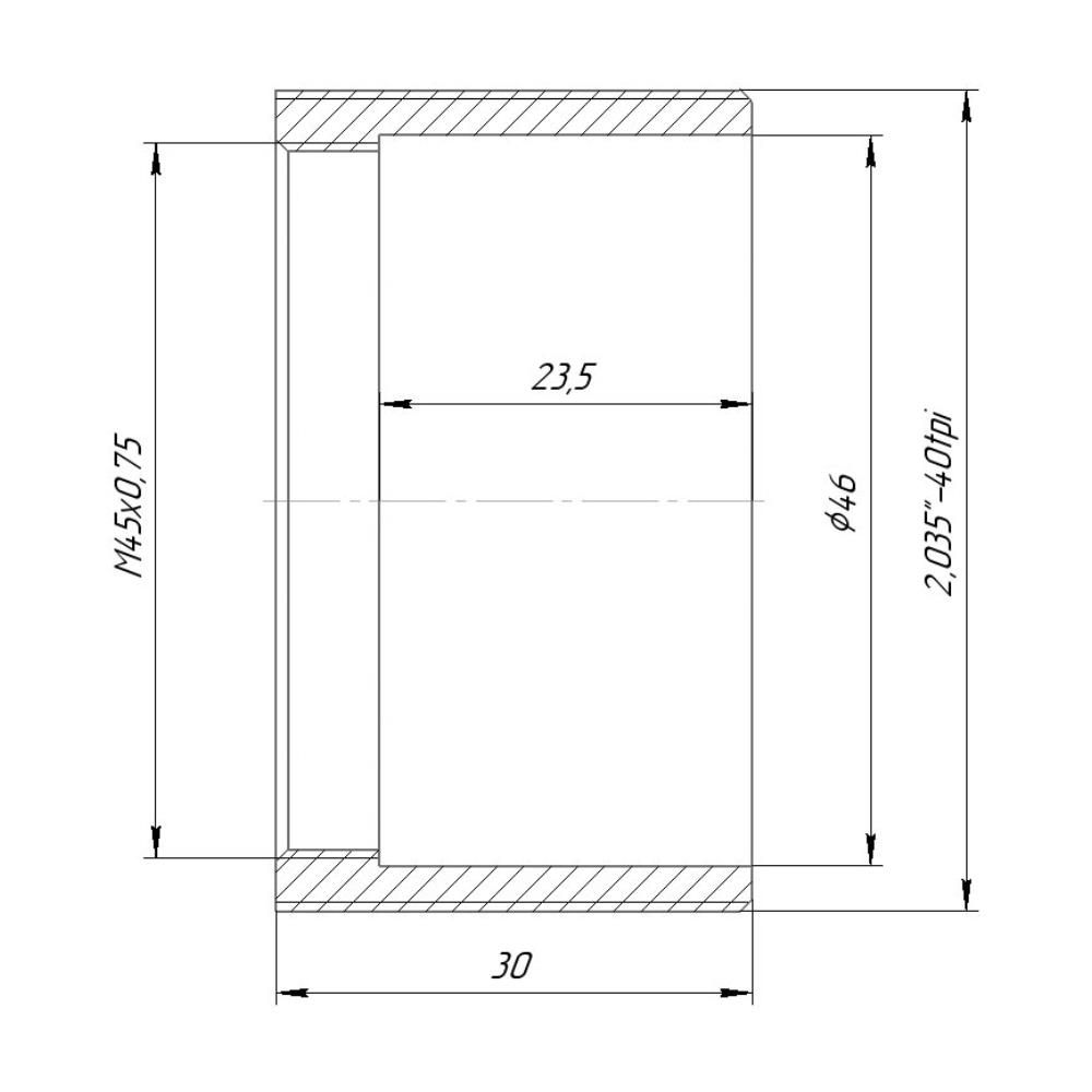 M45x0.75 female to SM2 male thread adapter, 30mm long (RafCamera ...